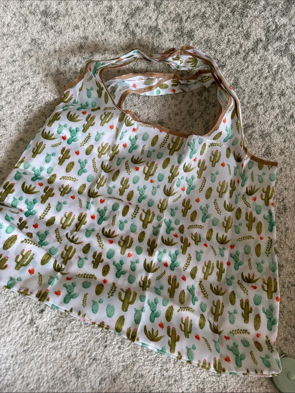 Desert Cactus Poly Canvas Large Tote Travel Bag Built in Case NWT 22x23”